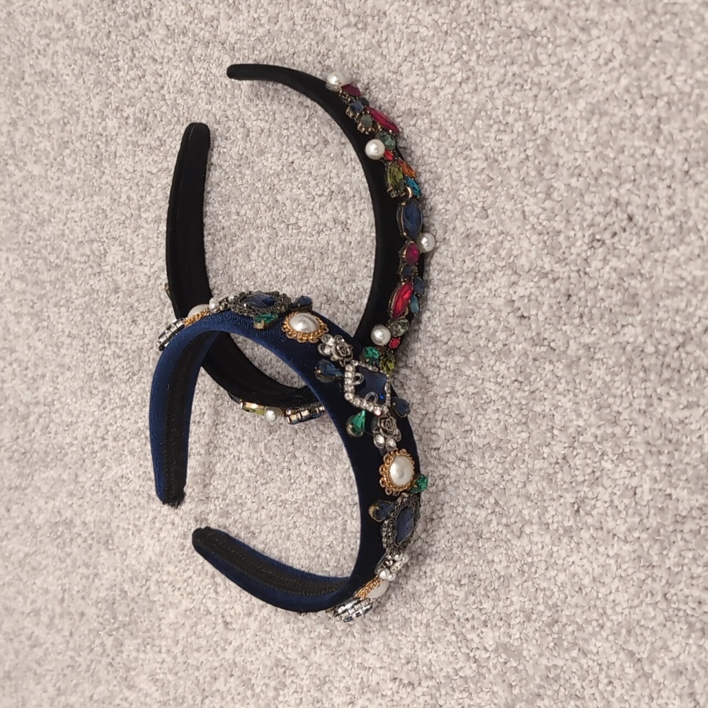 Embellished Black and Blue Jewled Headbands